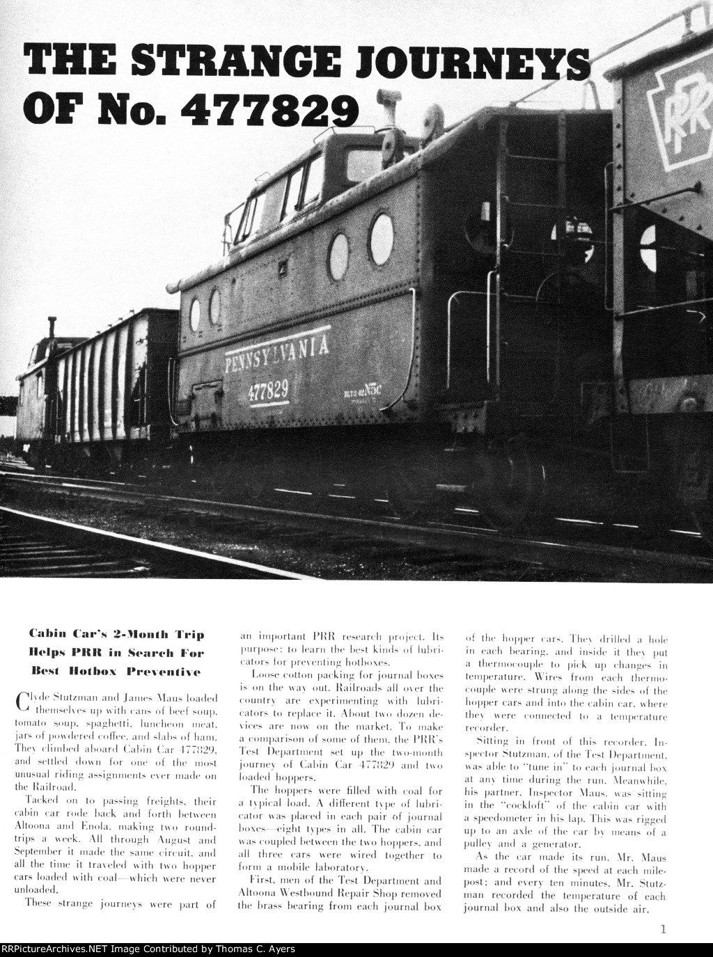 PRR, Journeys Of Cabin #477829, Page 1, 1956